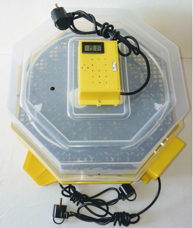 Incubator Cleo 5 cu etaj, termohigrometru digital, întoarcere automată ouă de găină & prepeliţă şi cupă exterioară pt. apă