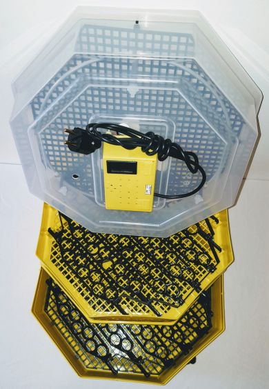Incubator Cleo 5 cu etaj, termohigrometru şi întoarcere semi-automată ouă de prepeliţă