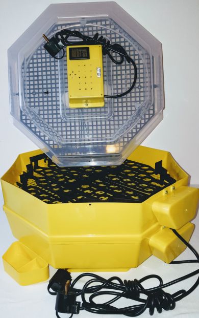 Incubator Cleo 5 cu etaj, termohigrometru digital, întoarcere automată ouă de prepeliţă şi cupă exterioară pt. apă